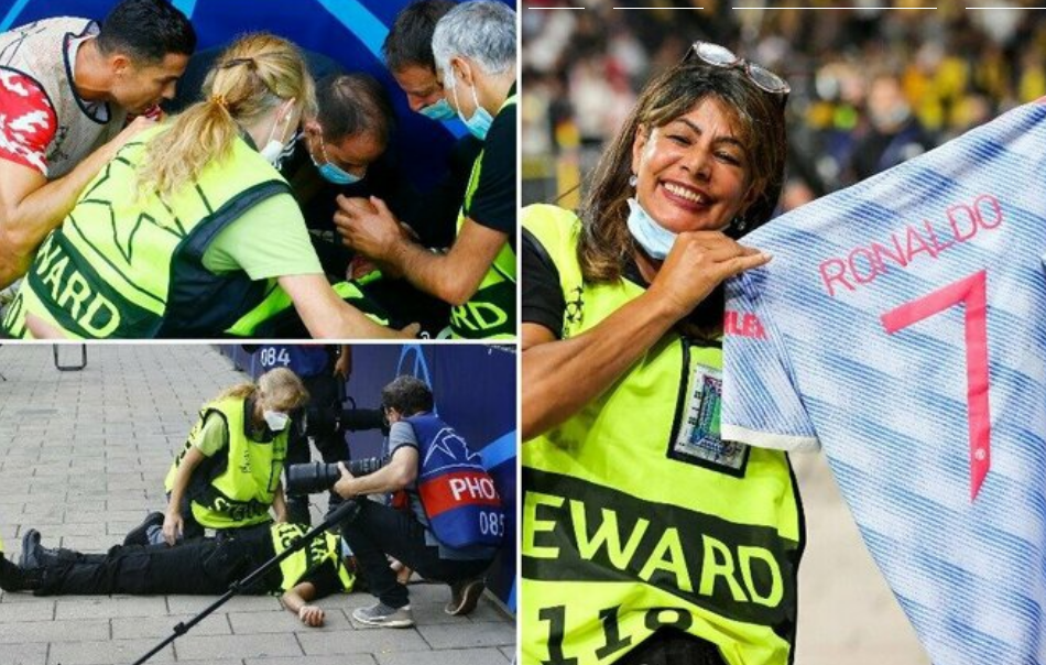 Ronaldo tặng áo đấu cho nữ nhân viên bị anh sút trúng